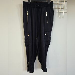 Michael Kors Black Cargo Pants with Gold Accents​